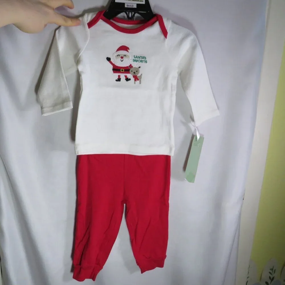 Baby Santa's favorite (2)pc embroidered long sleeve cotton